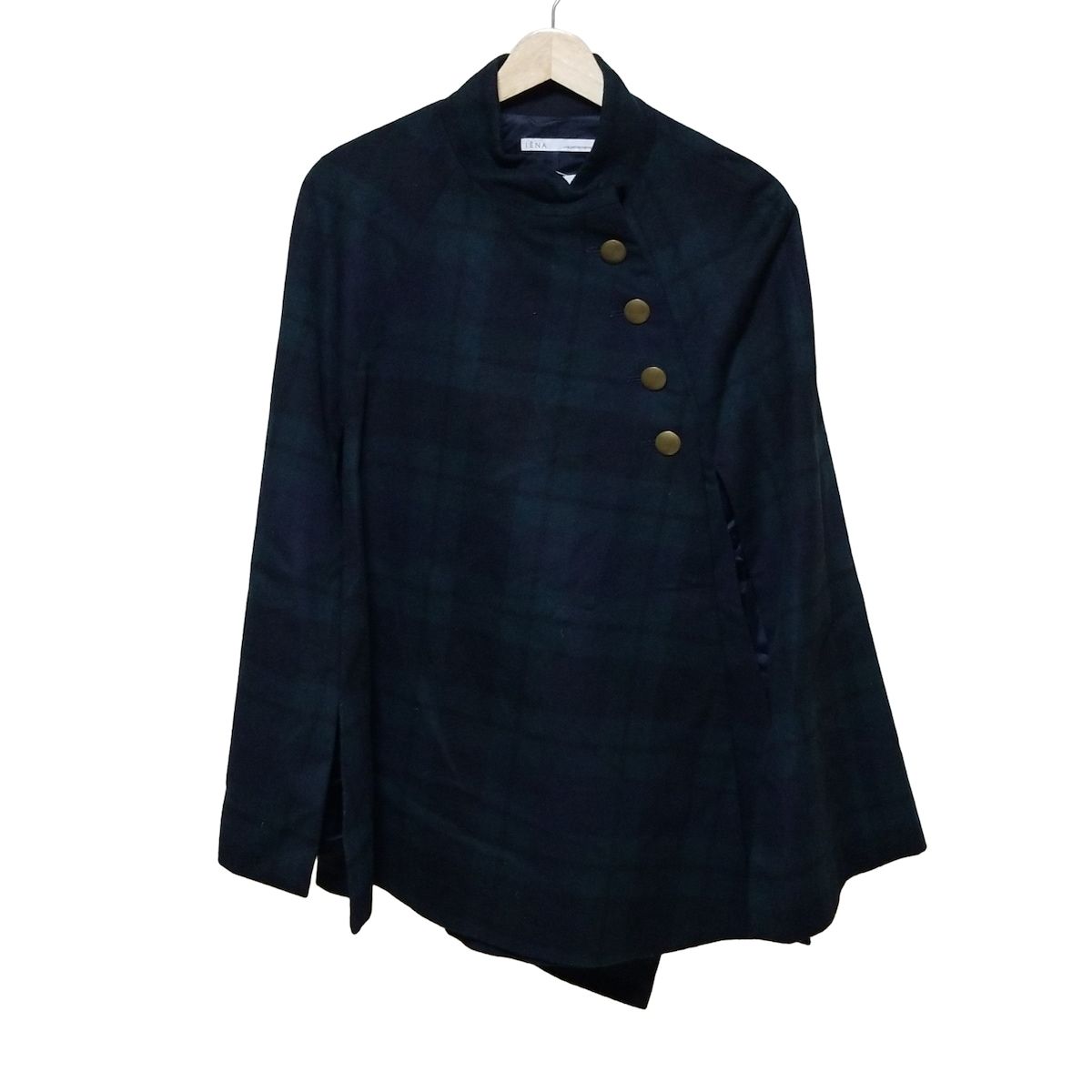 IENA イエナ ポンチョ レディース - ダークグリーン×黒 チェック柄 秋 冬