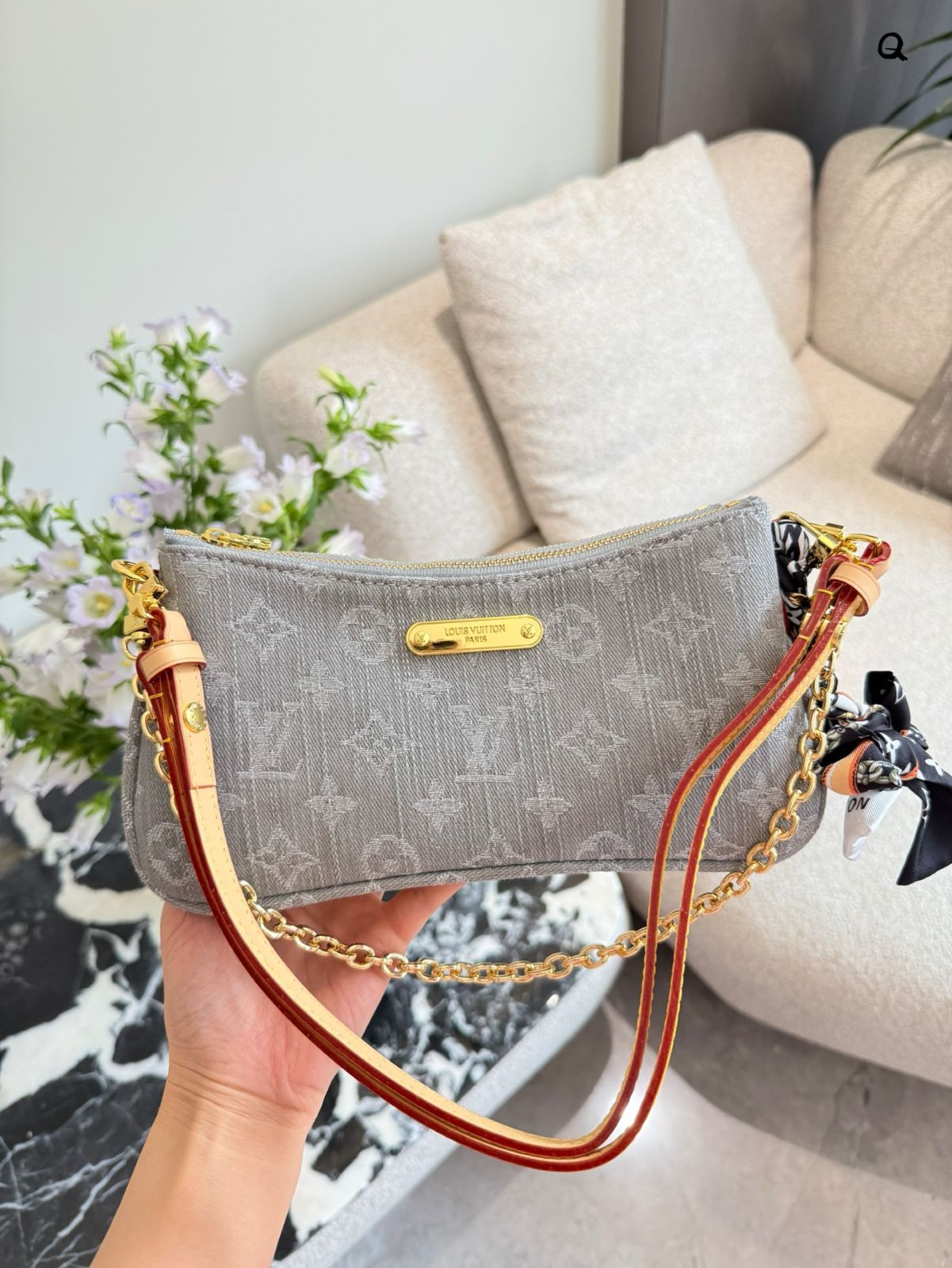 Louis Vuitton ダブルジッパー ショルダーバッグ 今日特価】LV Double Zipper Mahjong Bag [Denim Grey 25cm