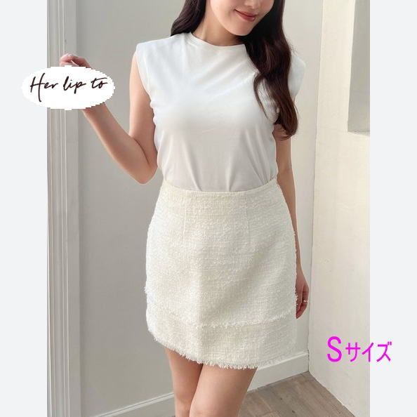 Silky White Tweed Skirt ミニスカ－ト silky white Her lip to Sサイズ