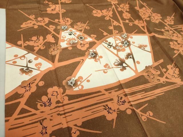 平和屋着物○人間国宝・羽田登喜男 訪問着 刺繍 枝梅 正絹 逸品