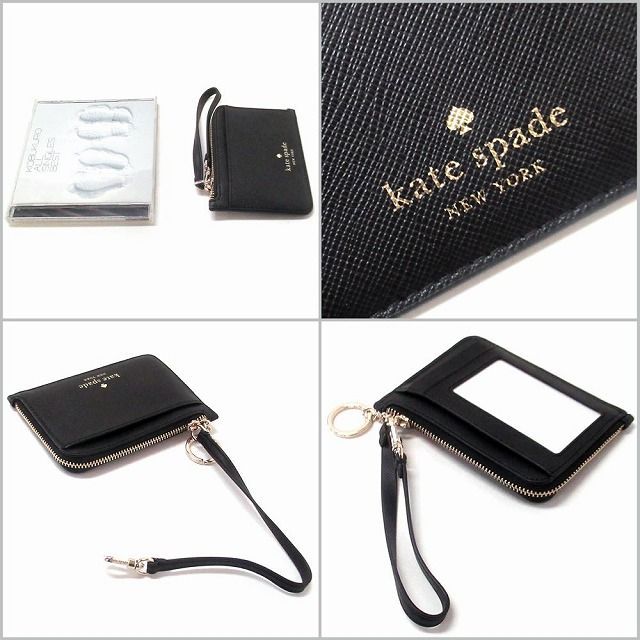 タイムセール【新品 未使用】Kate spade ケイトスペード アウトレット スカイラー サフィアーノPVC カードケース リストレット KE701 001