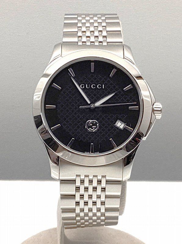 25k-276t GUCCI グッチ 腕時計 G-タイムレス 126.4 YA1264106 ブラック アナログ クオーツ ウォッチ SS ブラック文字盤 メンズ レディース ユニセックス