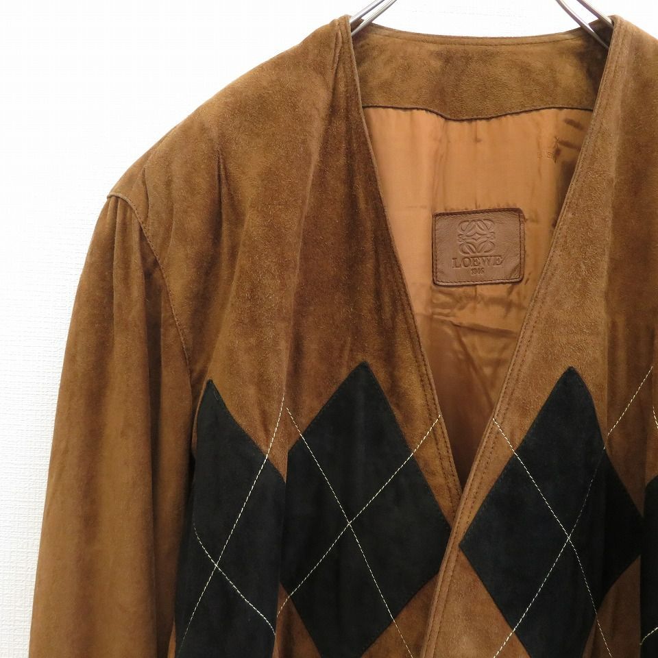 ロエベ LOEWE ヴィンテージ コート スウェード アーガイル