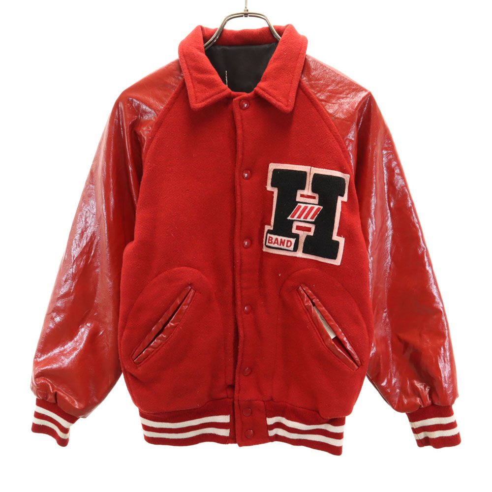 ヴィンテージ 70s 袖レザー スタジャン M レッド VINTAGE メンズ