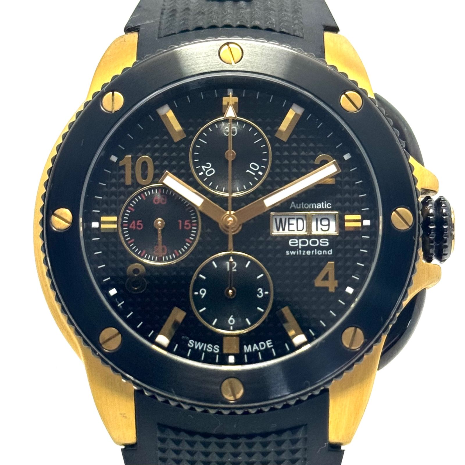 美品・希少】エポス EPOS 3388GPBBKR 自動巻 クロノグラフ 黒