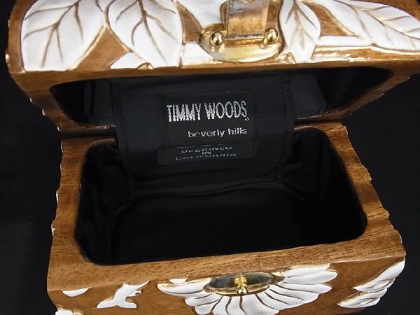 ■美品■ TIMMY WOODS ティミーウッズ ウッド フラワー ワンハンドル ハンドバッグ ミニバッグ レディース ブラウン系 BF2511