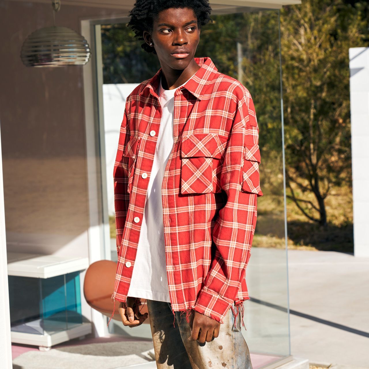 MLVINCE (メルヴィンス) MILITARY CHECK SHIRTS RED ミリタリー