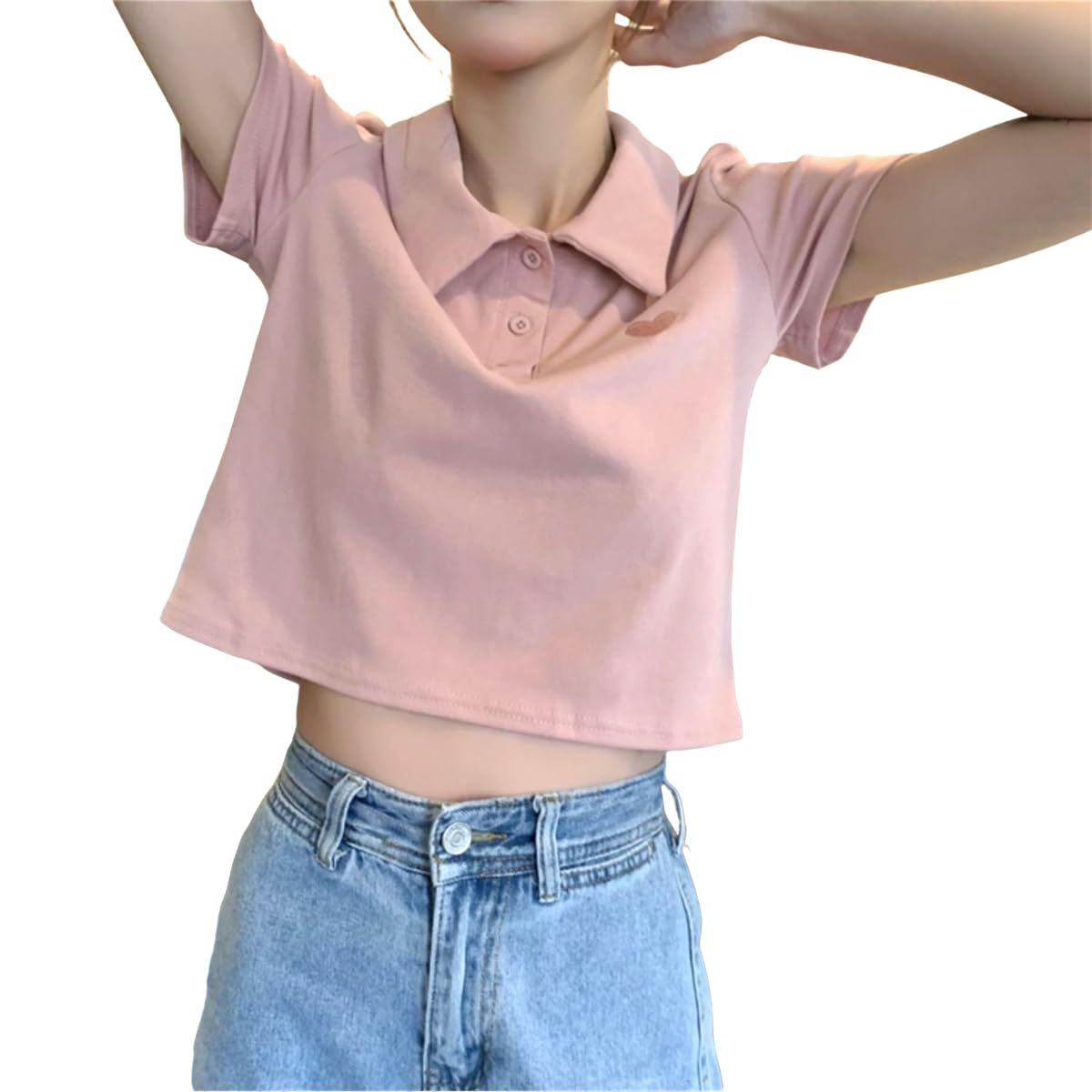 Belle Iza Bella] ポロシャツ ショート丈 半袖 トップス