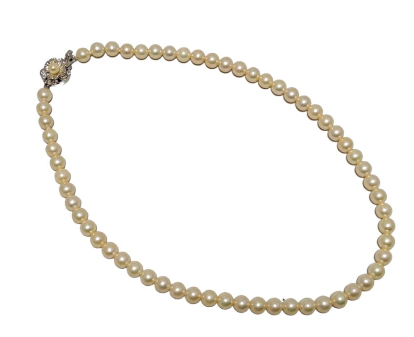 美品 ジュエリーマキ 本真珠 パール ネックレス 大玉 約7.5-8.0mm 美品 ジュエリーマキ 本真珠 パール ネックレス 大玉 約7.5-8.0mm