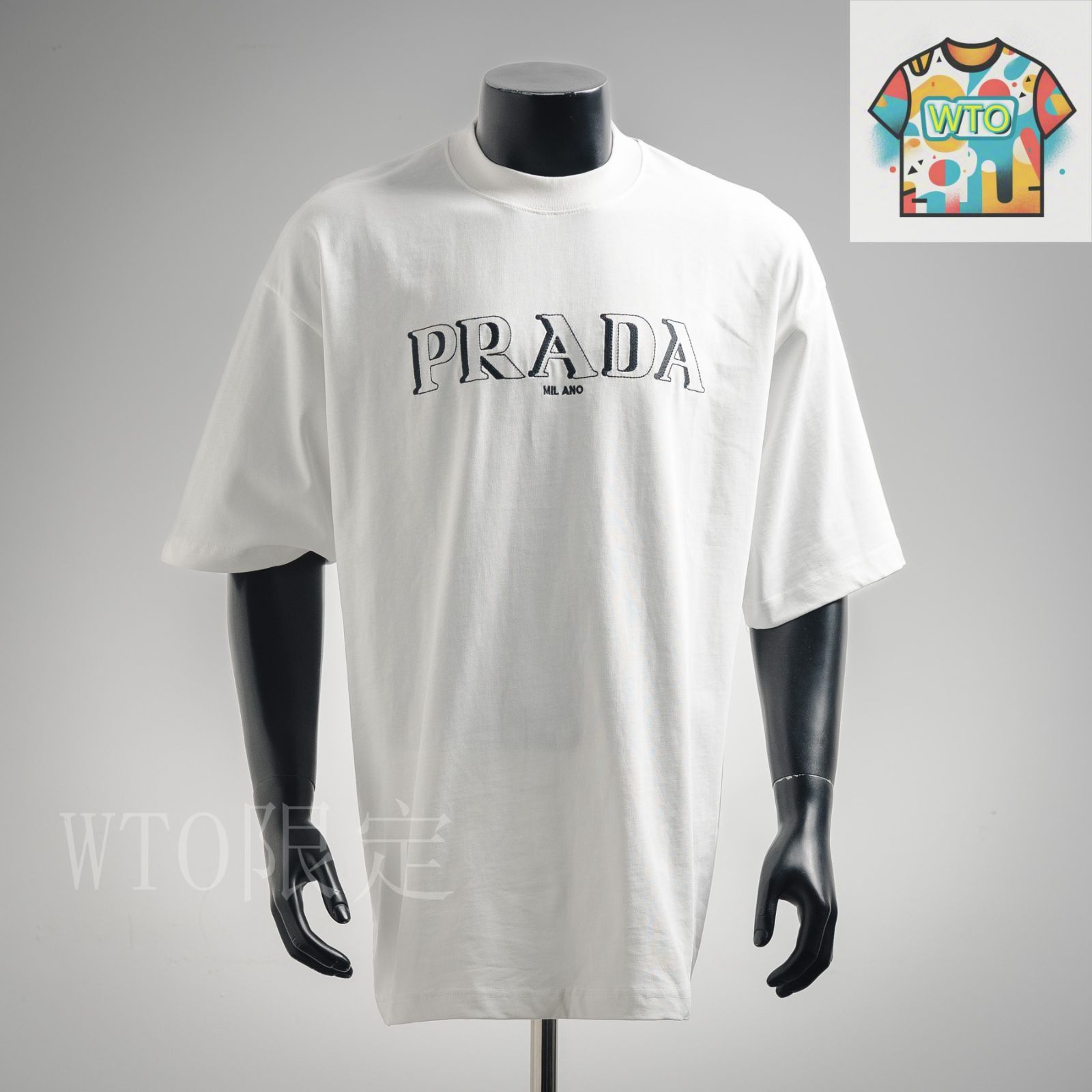 パラスパレス　白　刺繍Tシャツ 今日WTO】Prada 25ss 3D 文字刺繍 T シャツ-KN76 - メルカリ