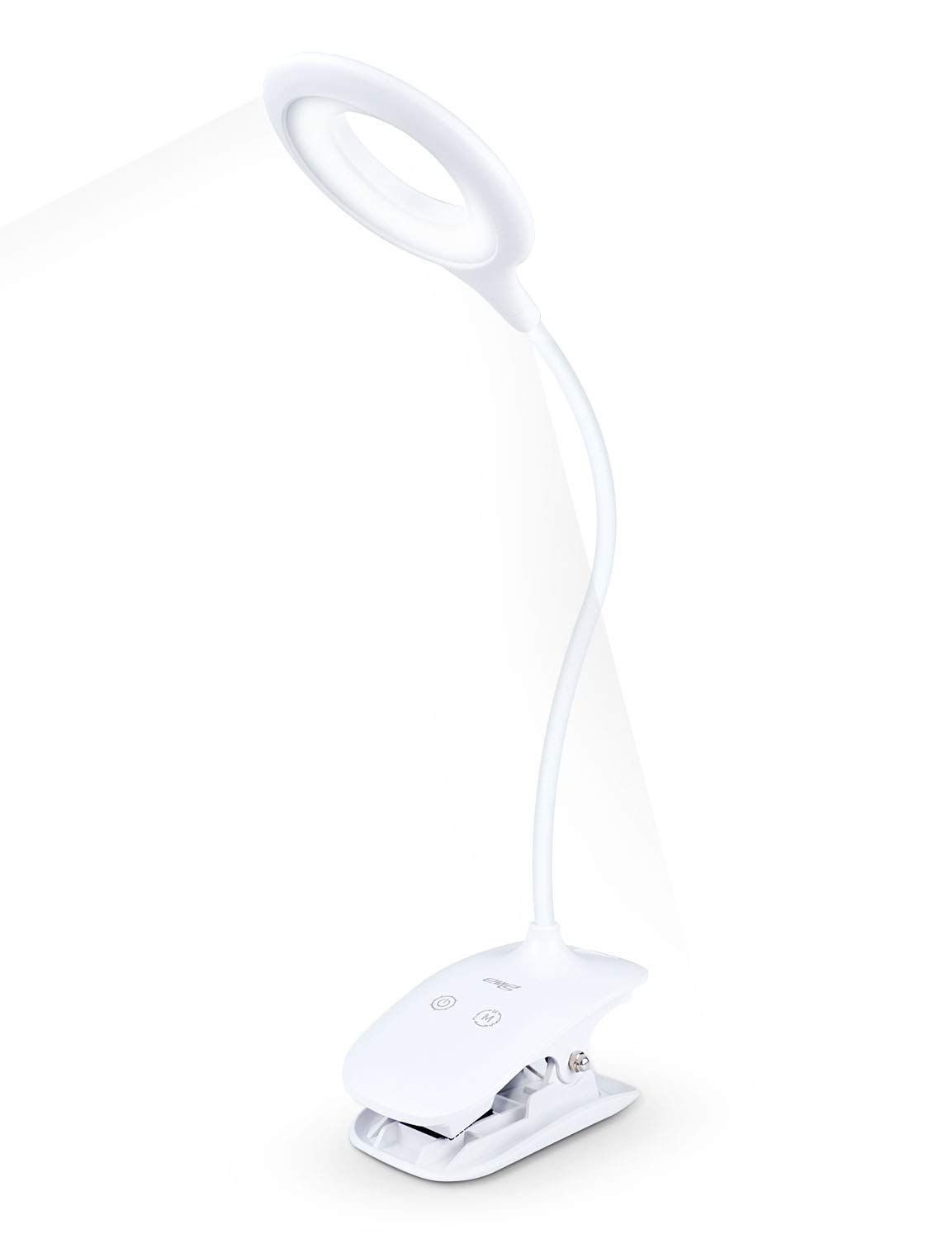 ホワイト ENERG クリップライト コードレス LEDブックライト デスクスタンド PSE認証済み 大容量3200mAh 2024年進化モデル TYPE C充電式 360度回転 タッチ式三段階調光 USB充電 電気スタンド Web会議面