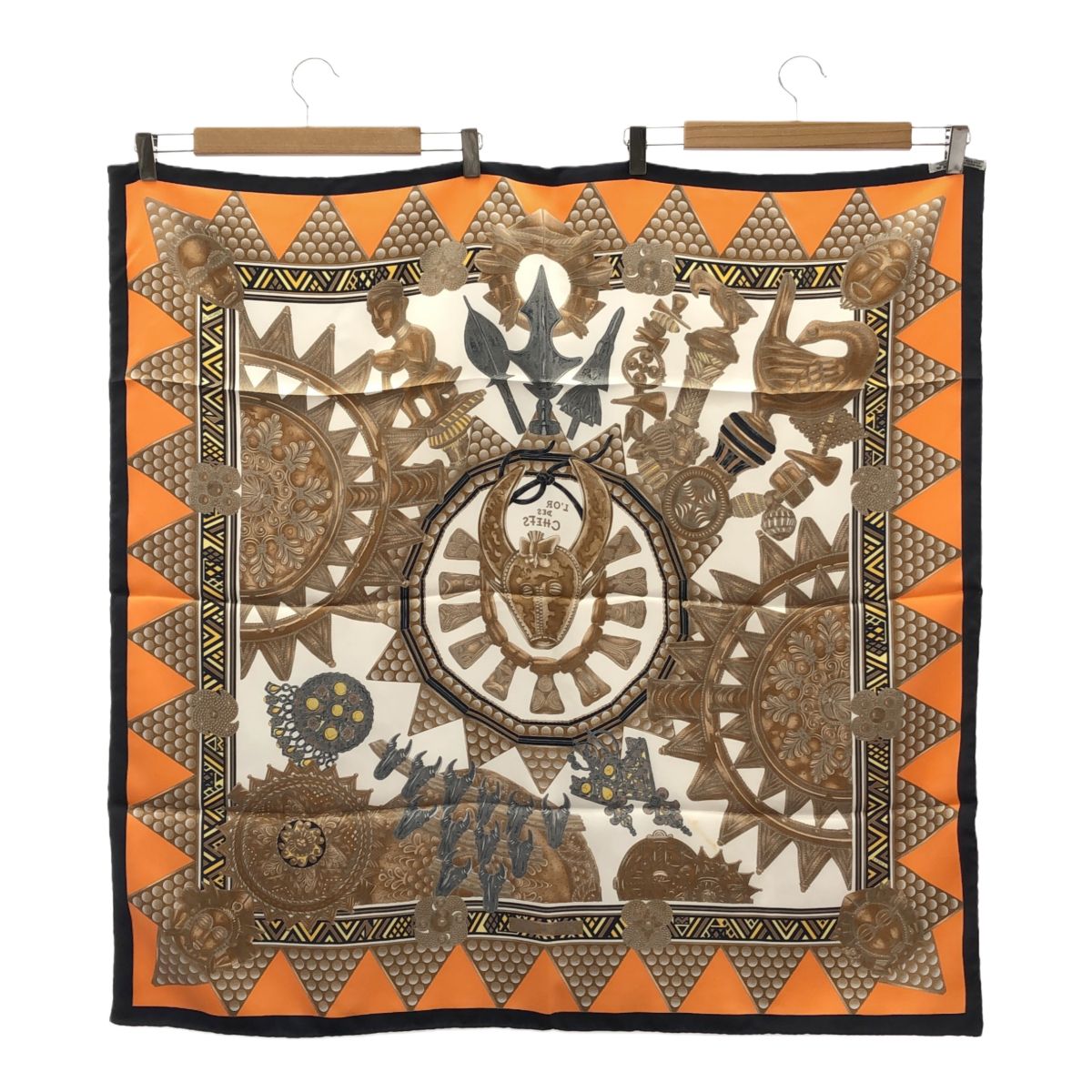 HERMES エルメス カレ90 L'OR DES CHEFS 首長達の金 シルク100