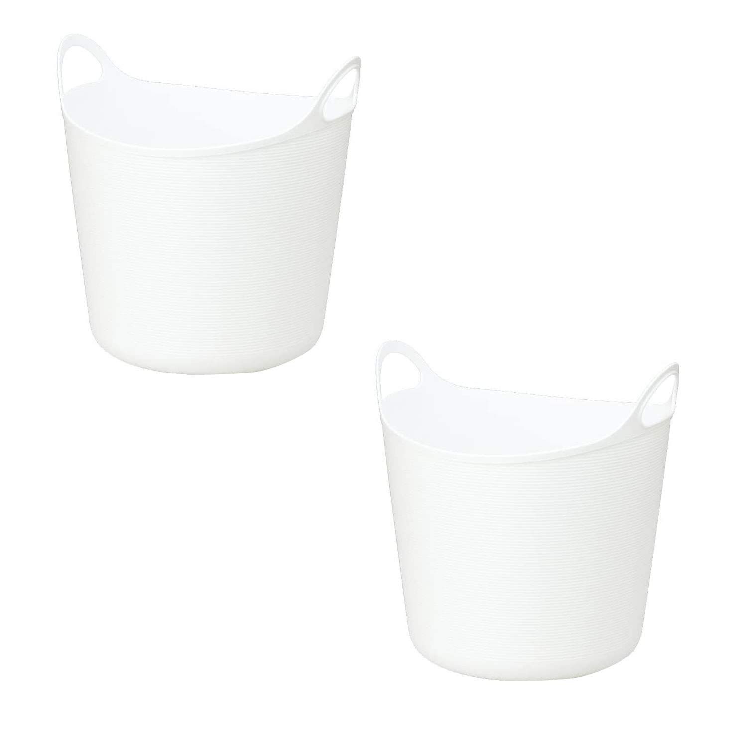 イノマタ化学 収納バスケット アルゴ L ホワイト ×2個セット ｜ 洗濯カゴ ごみ箱 おもちゃ入れ ソフト バケツ 入れ物