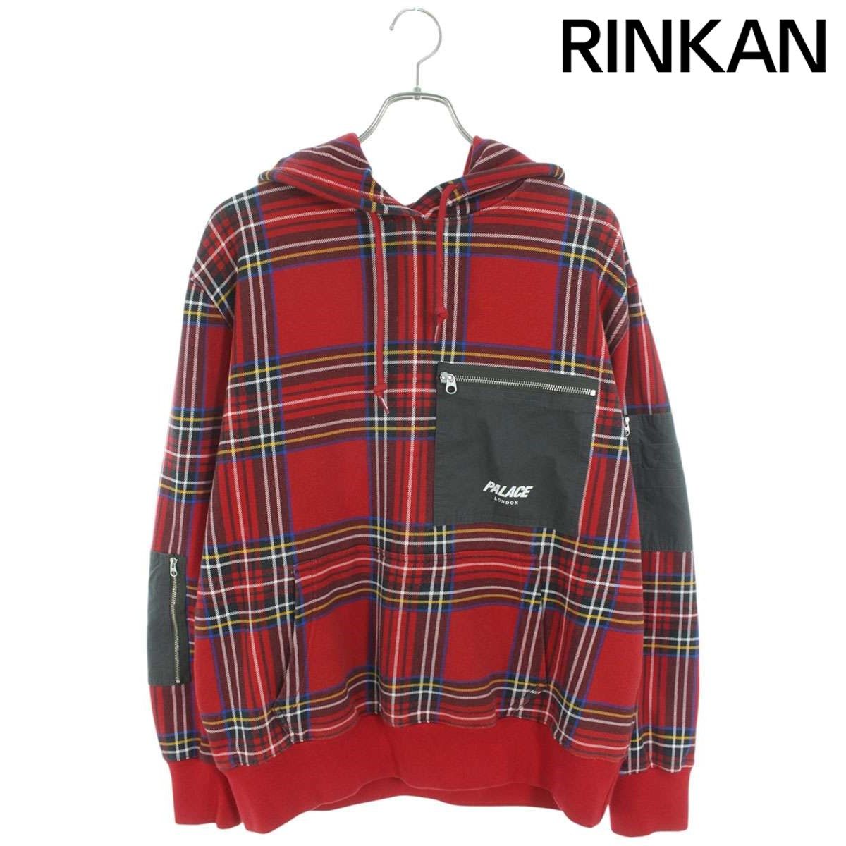 パレス  21AW  FLIGHT POCKET HOODIE フライトポケットチェック柄プルオーバーパーカー メンズ L