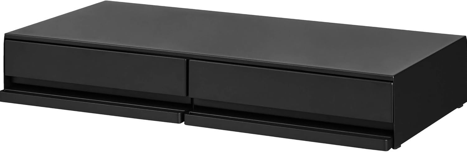 山崎実業 Yamazaki 完成品 ストッパーのみ要取付 ツーウェイ キッチン 家電下 引き出し ＆ スライドテーブル W80 ブラック W80×D39.3～64.3×H13.5cm タワー tower スライド棚付き ワイドサイズ ちょい置きできる