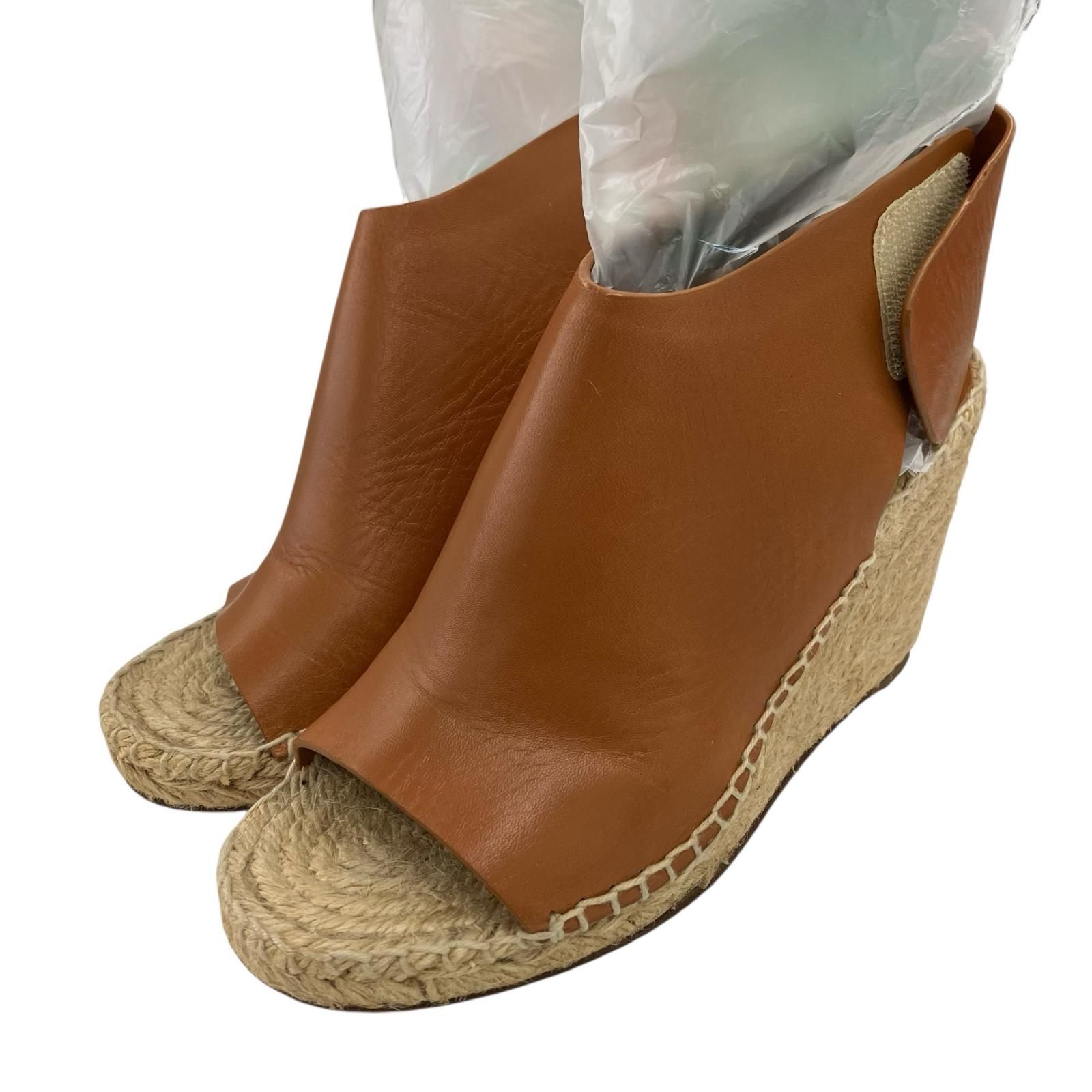 180059 CELINE セリーヌ サンダル エスパドリーユ 34 21.5 キャメル  レザー/麻 [1000021826404] 180059 CELINE セリーヌ サンダル エスパドリーユ 34 21.5 キャメル