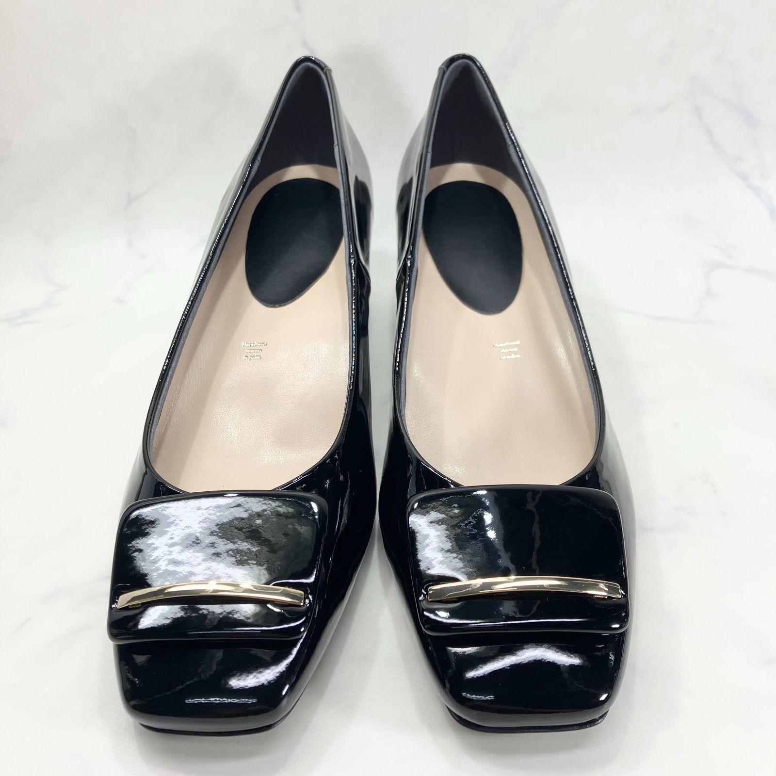 新品:ブラックスクエアトゥパンプス 24.5cm