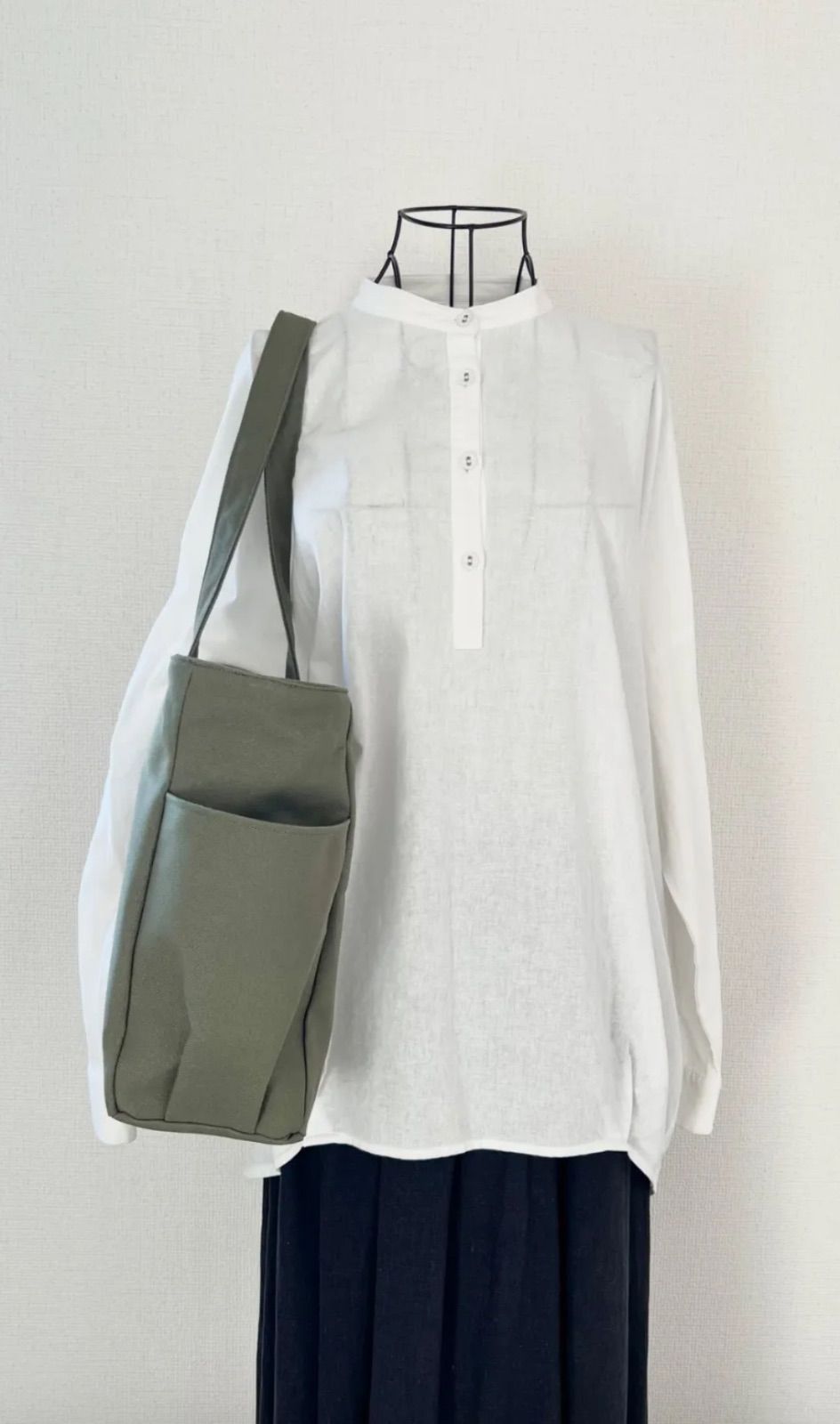 XLサイズ 底板付き カーキ オリーブ 8号倉敷帆布使用 サイドポケット 大きめトートバッグ 底板付き 肩掛けバッグ akaneko