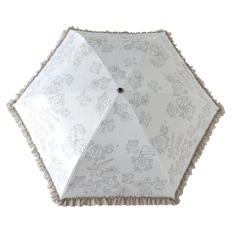 フォション FAUCHON 折りたたみ日傘 傘袋付き モノトーン ange アンジュ ホワイト 001266-0001-01