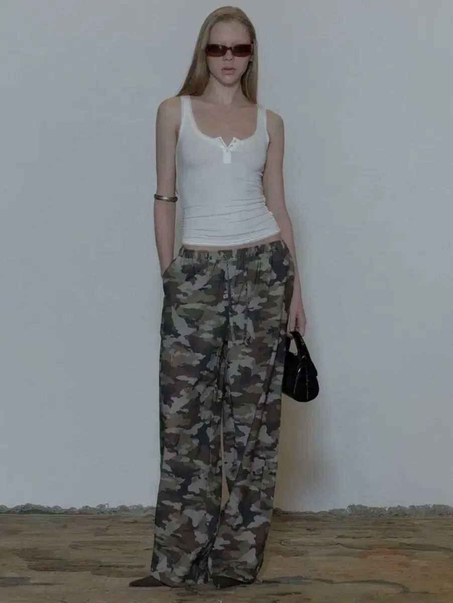 Camo Linen Cargo Jogger Pants Forest