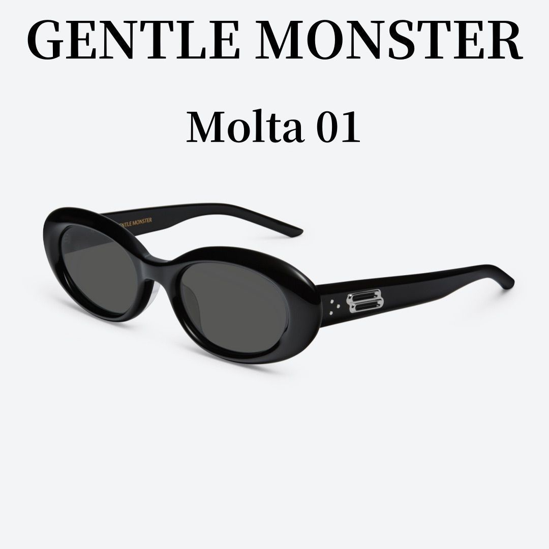 新品未使用 ジェントルモンスター Gentle Monsterサングラス Molta 01 ブラックアセテートフレーム/ブラックレンズ/オーバルシェイプ 正規品