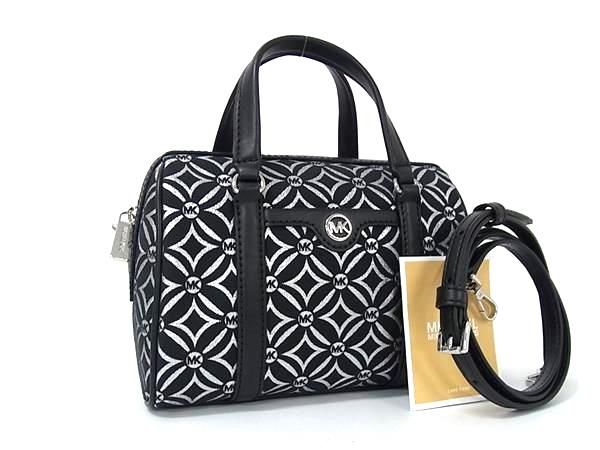 MICHAEL KORS マイケルコース MK柄 キャンバス 2WAY クロスボディ ハンドバッグ ショルダー ブラック系 BJ9386