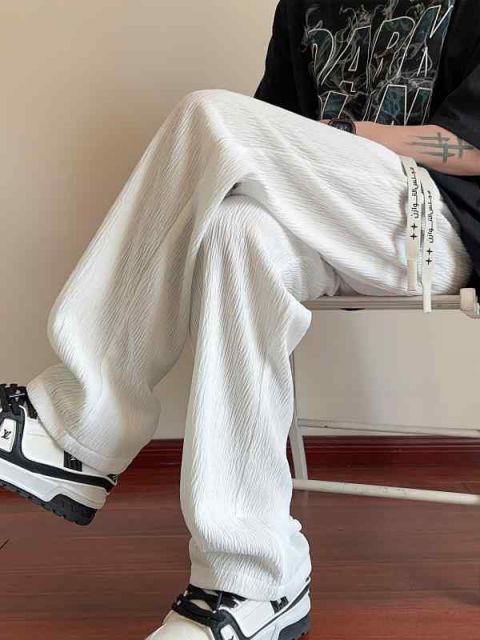 種類4：XL/D：白 秋冬 メンズ  服 シンプル ファッション オシャレ 大人 かっこいい 大きいサイズ ストリート 紳士服  ストレート パンツ 秋 ズボン 薄手 カジュアル 