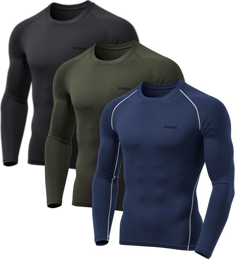 スポーツインナー ベースレイヤー アンダーシャツ シャツ コンプレッション ロングシャツ UVカット 吸汗速乾 トレーニングウェア 長袖 メンズ コンプレッションウェア テスラ