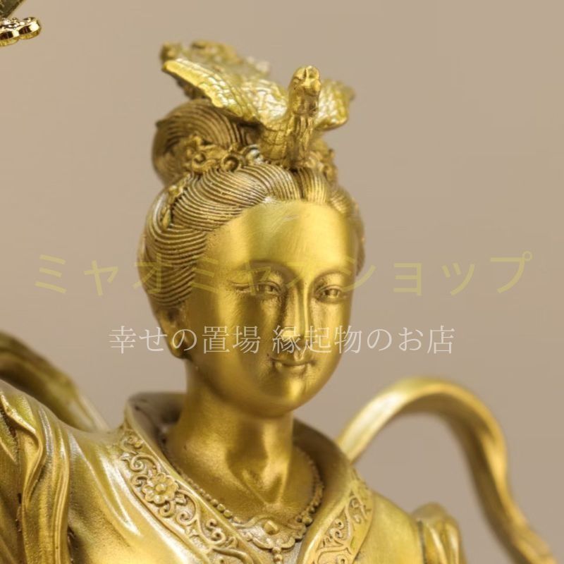 九天玄女像 玄武元帥剣持神像 置物 オブジェ 真鍮製 鎮宅 化 守護神 道教 四神 北方守護 神像 風水 縁起物 インテリア 飾り物 パワーグッズ 金色 ゴールド 開運 運勢アップ インテリア 玄関 リビング