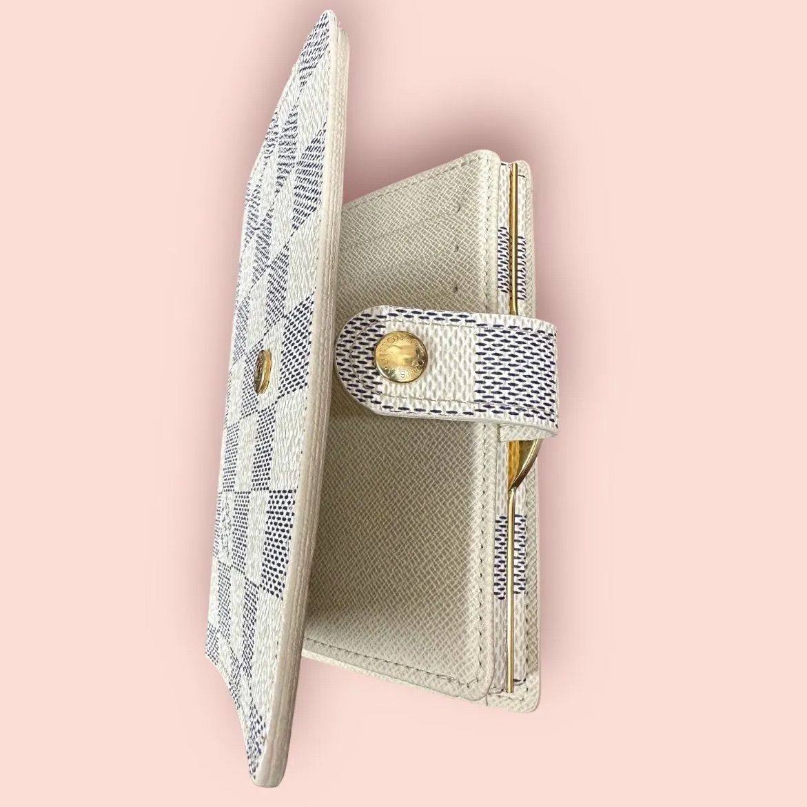 【人気SS美品】ルイヴィトン ダミエ アズール ヴィエノワ がま口 二つ折り財布 LOUIS VUITTON ダミエ アズール ヴィエノワ 二つ折り財布 がま口付