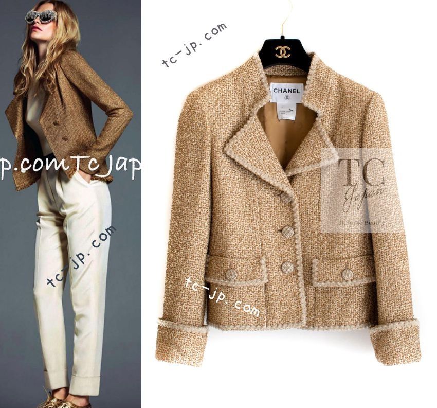 シャネル ジャケット CHANEL 68万 ゴールド ルサージュ ツイード  