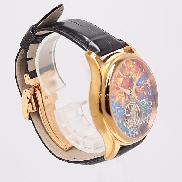 級 保 稼働 深見 東州 手巻 太平洋のご来光 イラスト文字盤 メンズ腕時計 0055110 9RKT KMR 16670 ABC