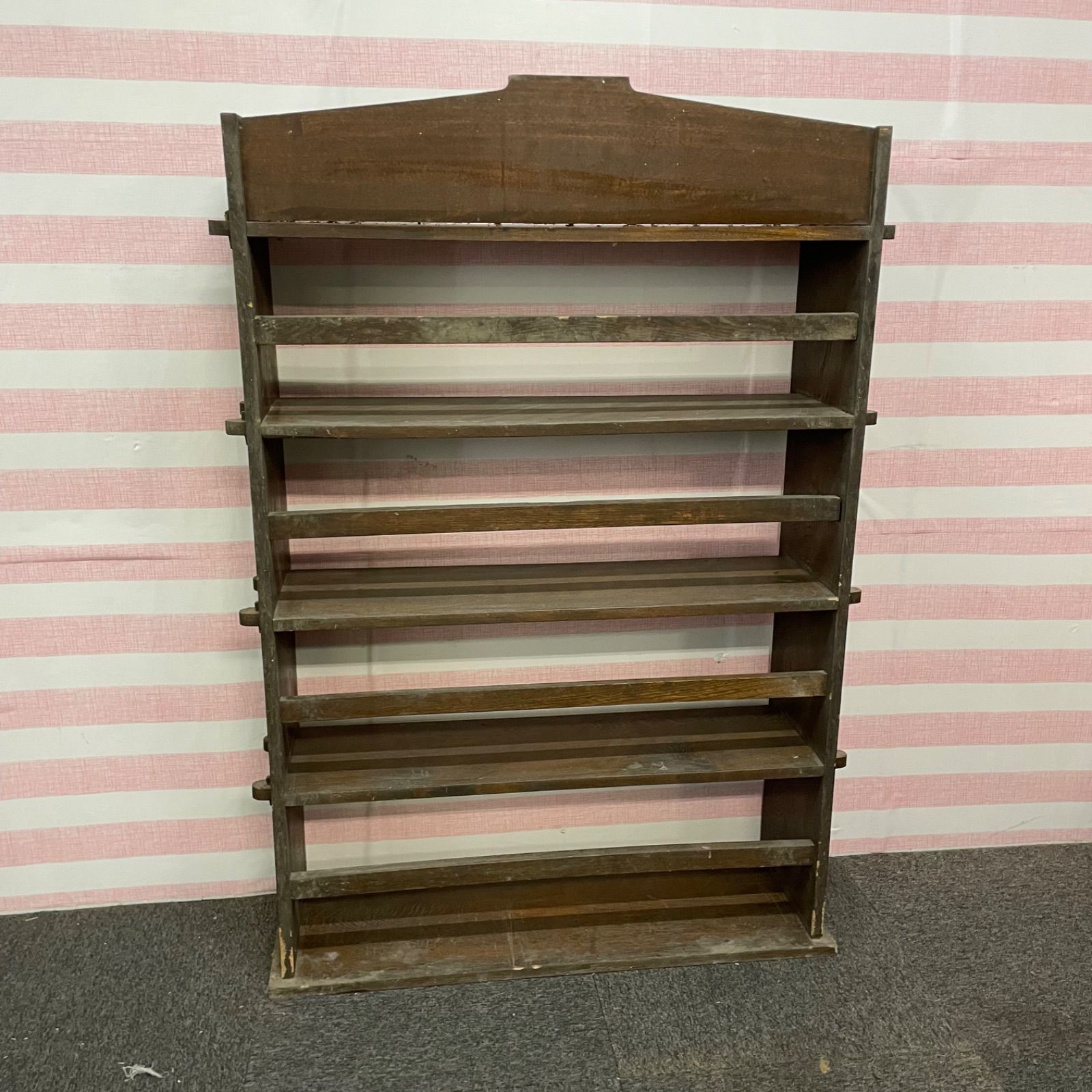 木製収納棚　5段　楔式本棚　食器棚　オープンラック　古家具　古道具　アンティーク 木製収納棚 5段 楔式本棚 食器棚 オープンラック 古家具 古道具