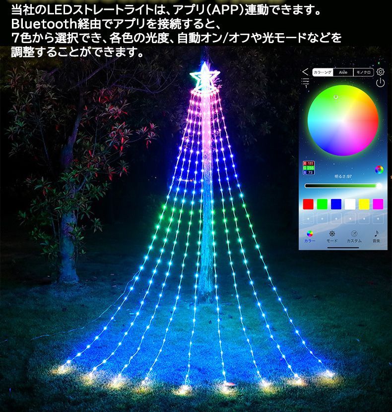 イルミネーション LED クリスマス ライト モチーフ ドレープ 屋外 防雨