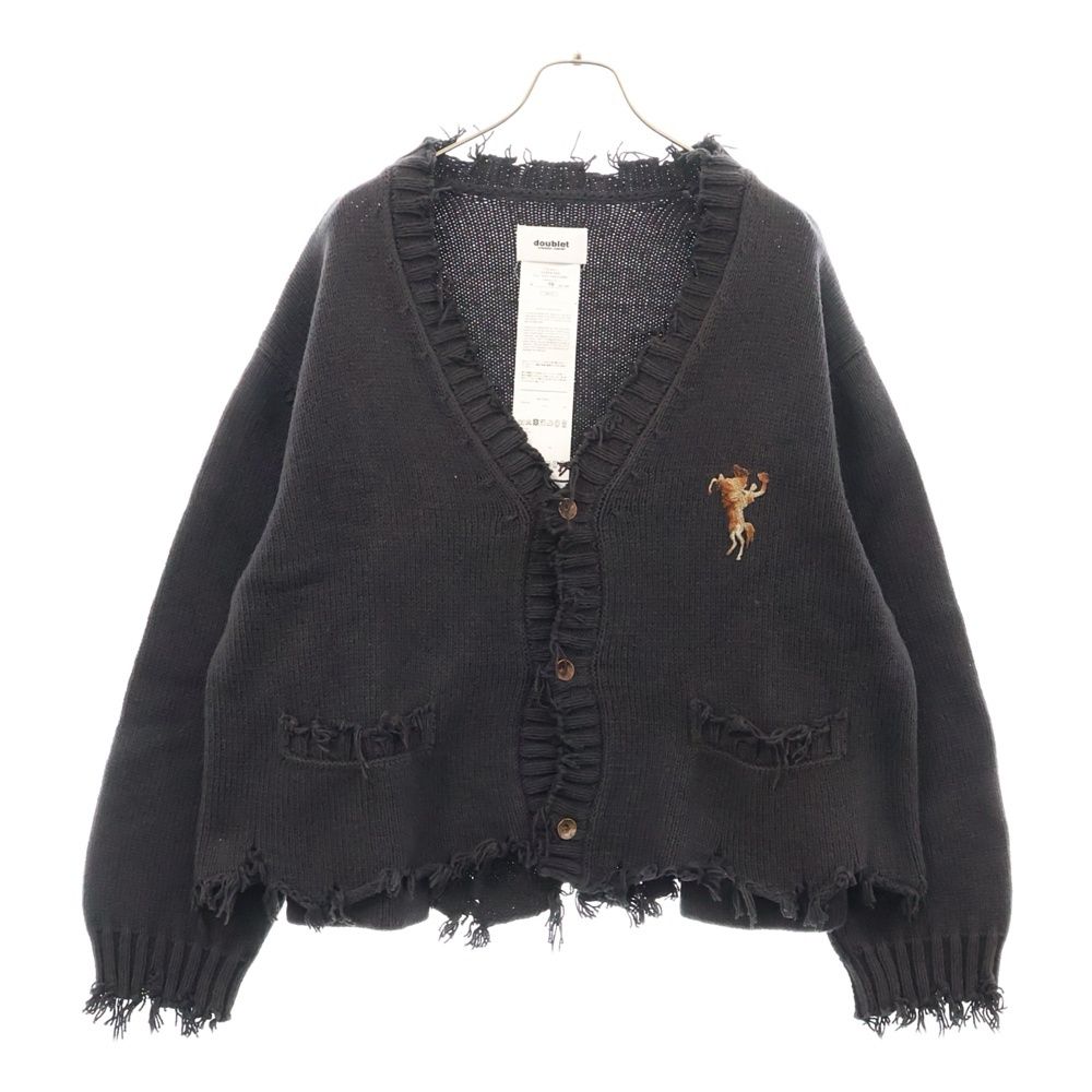 doublet ダブレット 23SS OVERSIZED CUT-OFF CARDIGAN DARK GRAY オーバーサイズ ダメージ加工 デストロイカーディガン ダークグレー 23SS38KN108