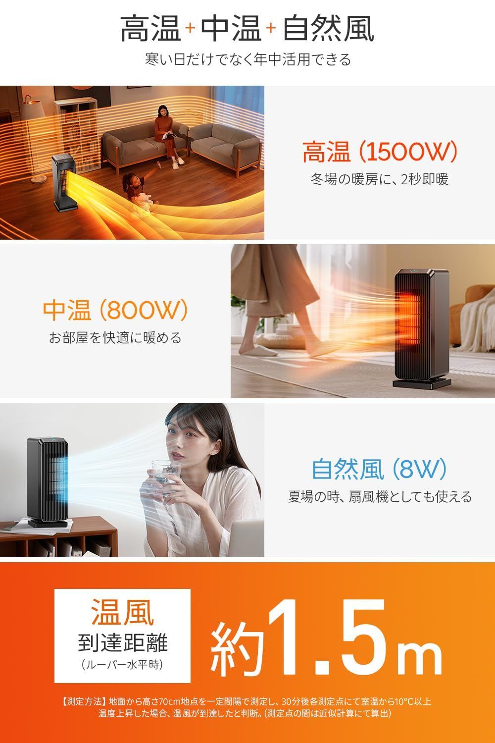 ヒーター セラミックヒーター 1500W 知能恒温ECO運転＆節電対策 電気ファその他