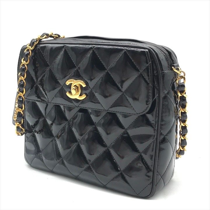 良品 CHANEL シャネル マトラッセ パテント ココマーク チェーン