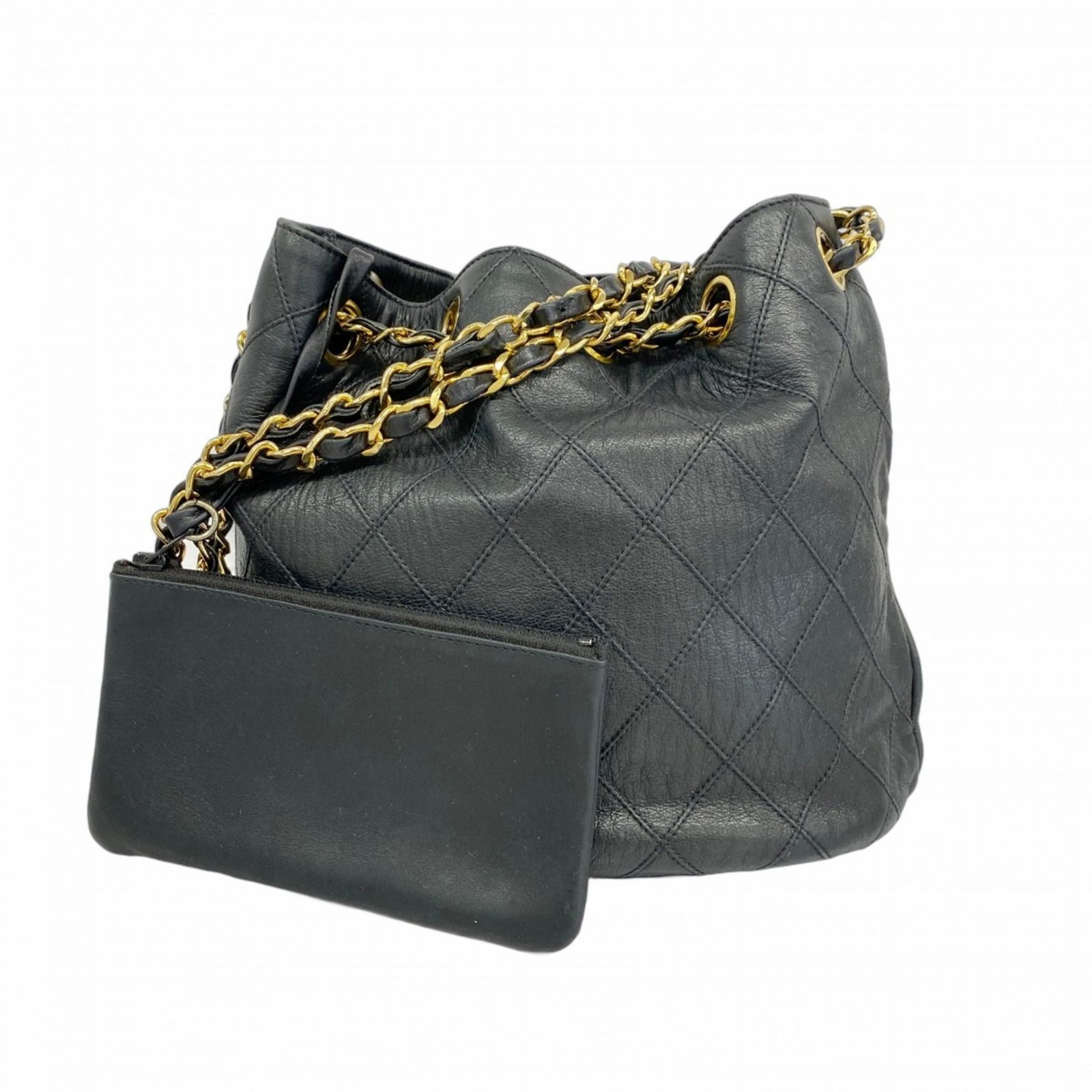 シャネル　黒　ビコローレ　ポーチ　ショルダー　ラムスキン　チェーンショルダー シャネル(Chanel) シャネル ショルダーバッグ ビコローレ