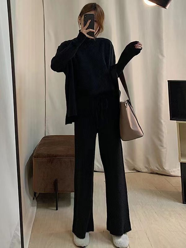 OHGA メリットツインアンサンブル ツインニット セットアップ 紺×白 OHGA メリットツインアンサンブル ツインニット セットアップ 紺×白