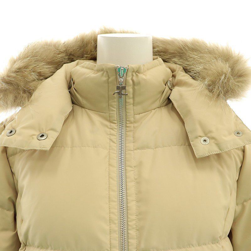 クレージュ courreges コヨーテファー 裏地総柄 ダウン