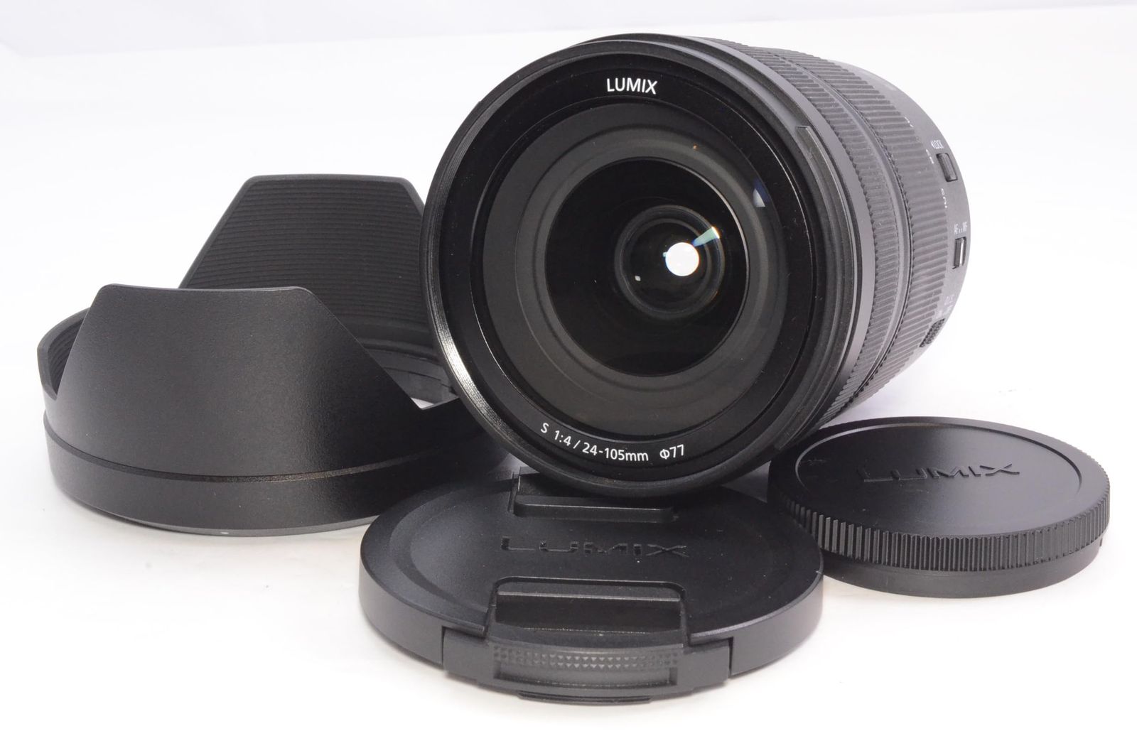レンズフードつき Panasonic パナソニック LUMIX S 24-105mm F4 MACRO O.I.S. ブラック 標準ズームレンズ
