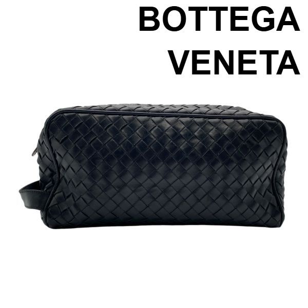 ● ボッテガヴェネタ Bottega Veneta イントレチャート クラッチバッグ セカンドバッグ ハンドバッグ 黒 ブラック レザー メンズ 5E071