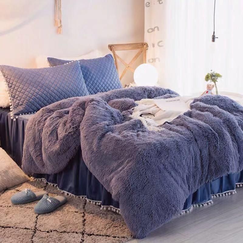 寝具 カバーセット 6色 モコモコ あったか Q1-4 ふわふわあったかシープ調寝具カバーセットもこもこかけ布団カバーベッドスカート枕カバー MARWIL-DEMENAGEMENTS_CH
