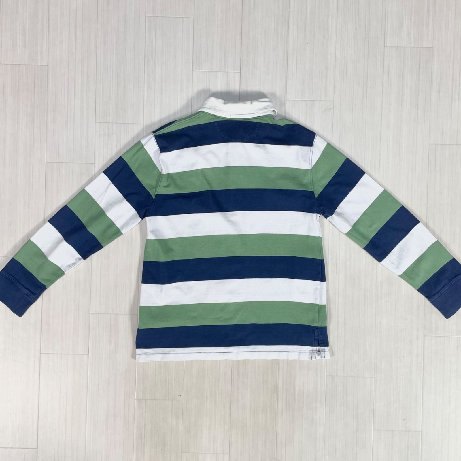 Polo Ralph Lauren 半袖シャツ ラガーシャツ ネイビー グリーン 90s ラルフローレン ラガーシャツ グリーン×ネイビー - メルカリ