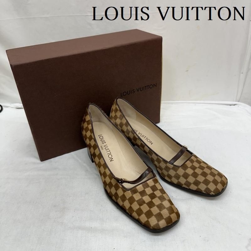 LOUIS VUITTON ルイヴィトン パンプス ダミエ ハラコ 37 ルイヴィトン☆ダミエ柄 ハラコ×レザー パンプス 37M - メルカリ