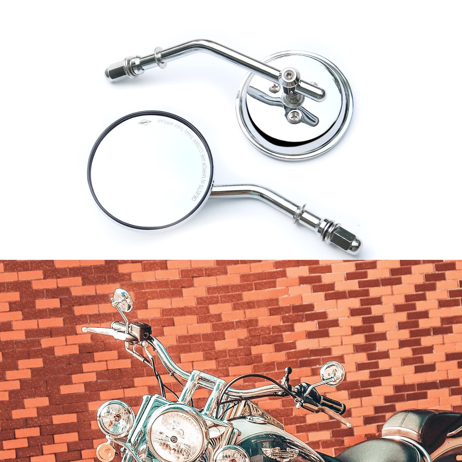 -8 クロム色 mmハンドルデュアルスポーツミラー WTZMOTOオートバイクバックミラー