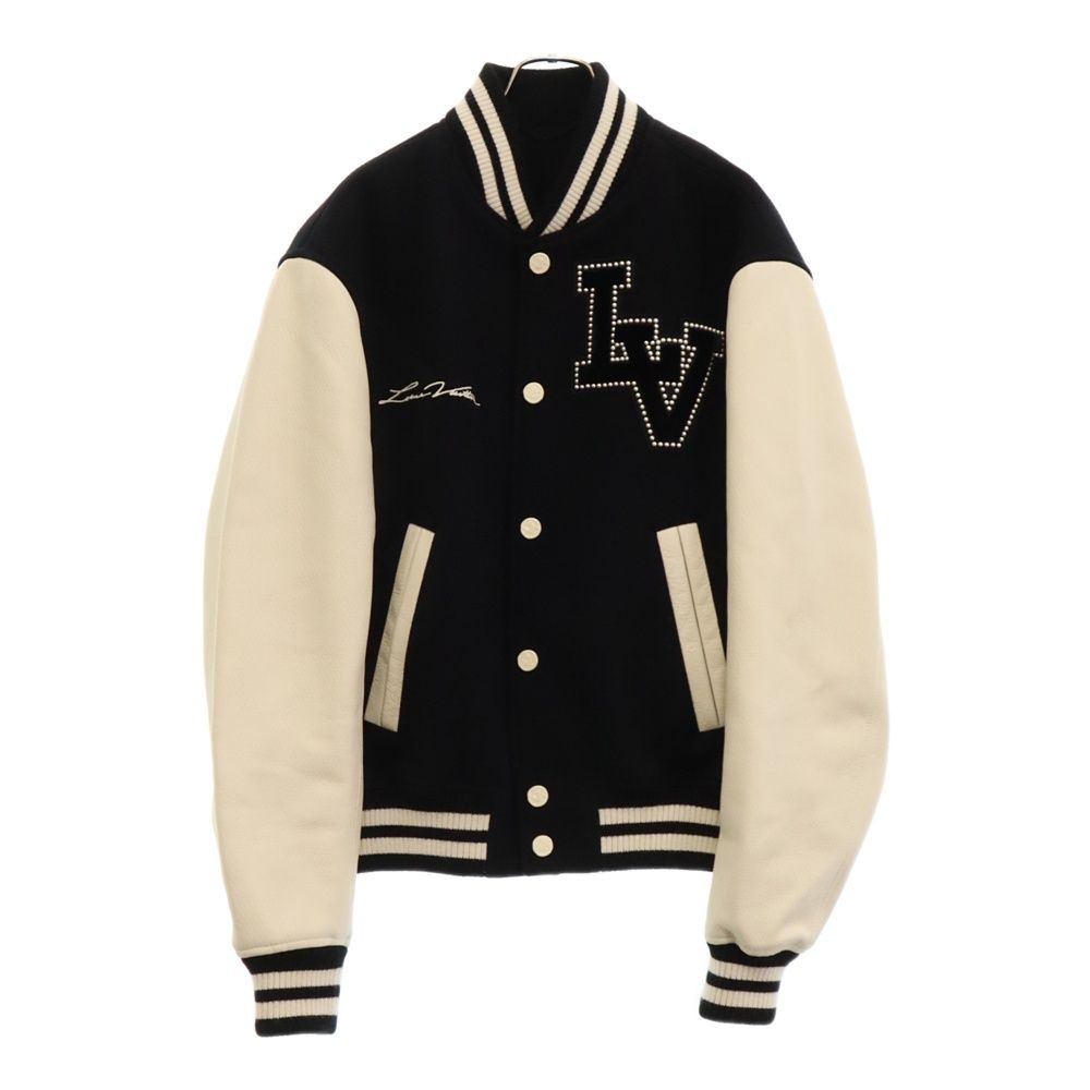 LOUIS VUITTON ルイヴィトン 24SS シグネチャーバーシティブルゾン アームダミエロゴ ジャケット RM241 BQV HQL70E ブラック/ホワイト LOUIS VUITTON (ルイヴィトン) 24SS シグネチャーバーシティブルゾン