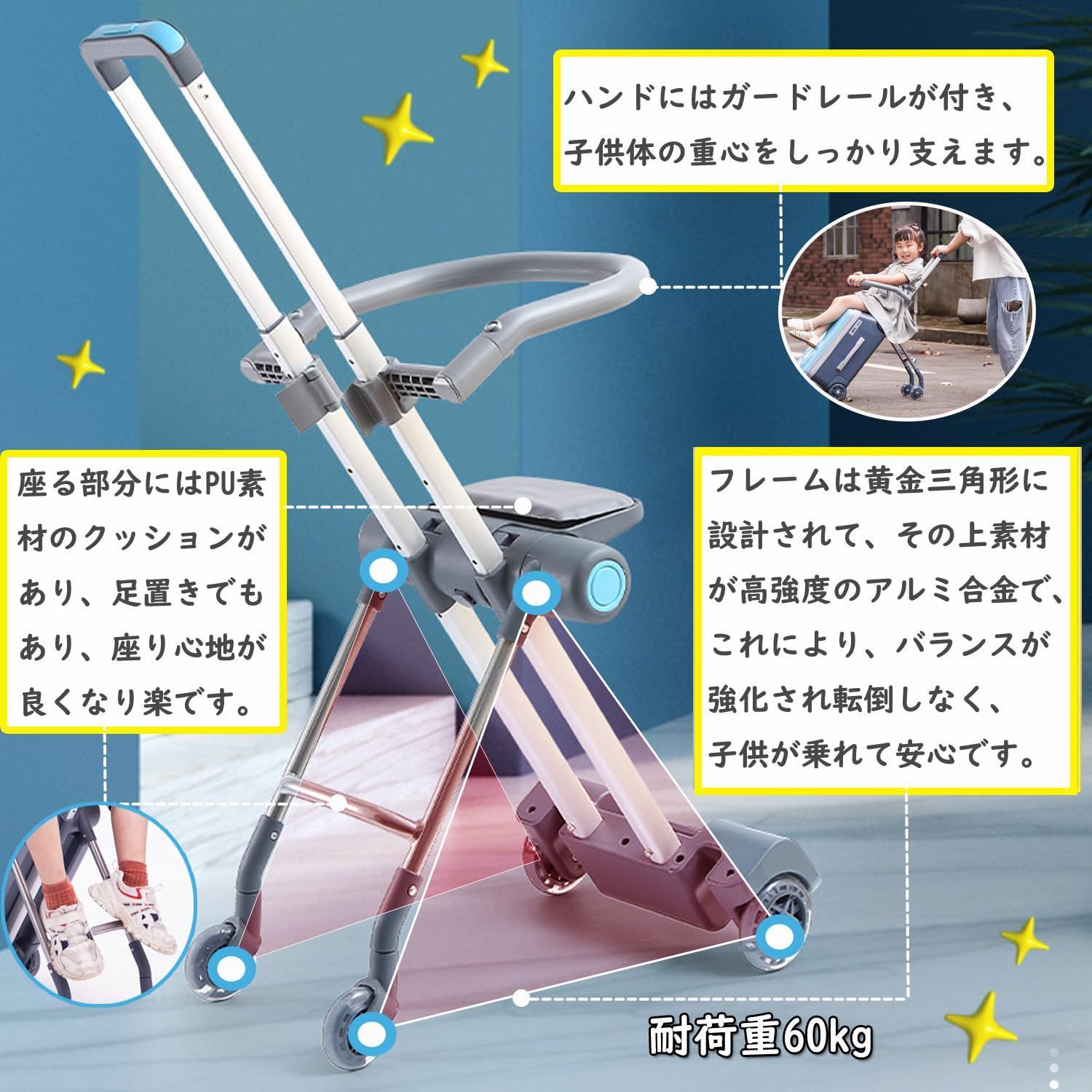 Hopeholic] 子供用スーツケース乗れる キッズ キャリーケース 多
