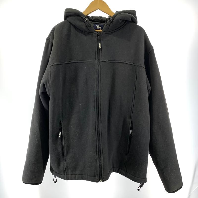 Stussy ブラック ジップアップパーカー XL