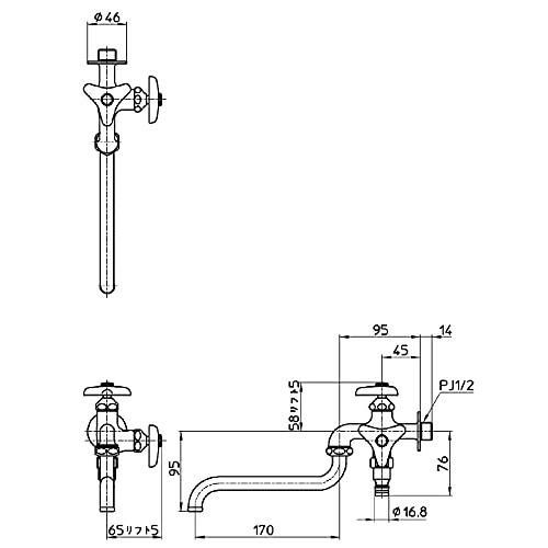 SANEI 散水用二口自在水栓 呼び13 別売のジョイントで散水ホースとワンタッチ接続 E106V-13 シルバー